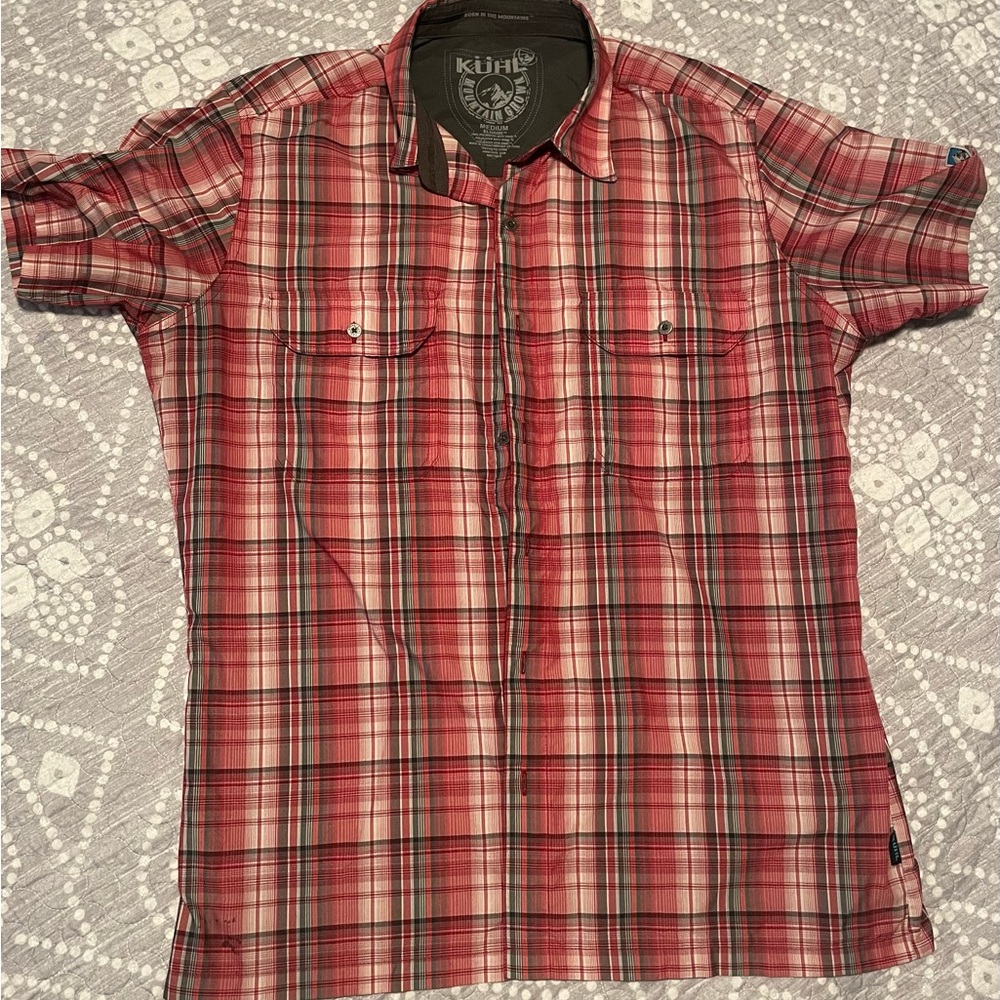Kuhl Men’s Red and Black Plaid Shirt - Size M
